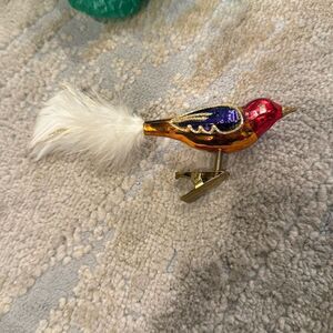 Käthe Wohlfahrt. Clip on ornament Glass bird gold-red-purple